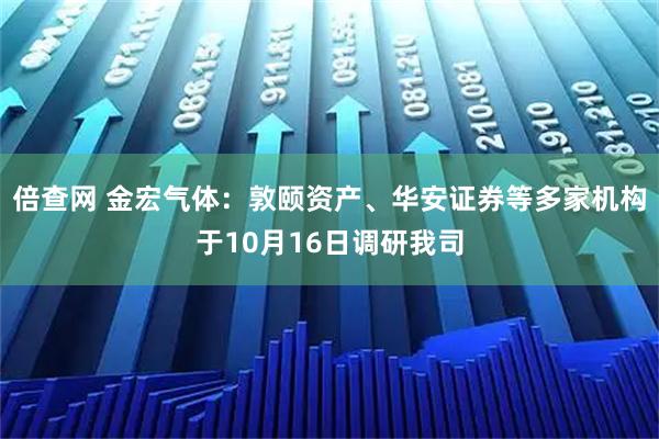 倍查网 金宏气体：敦颐资产、华安证券等多家机构于10月16日调研我司