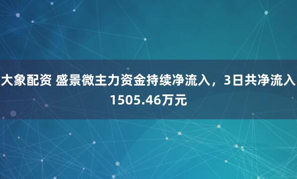 大象配资 盛景微主力资金持续净流入，3日共净流入1505.46万元