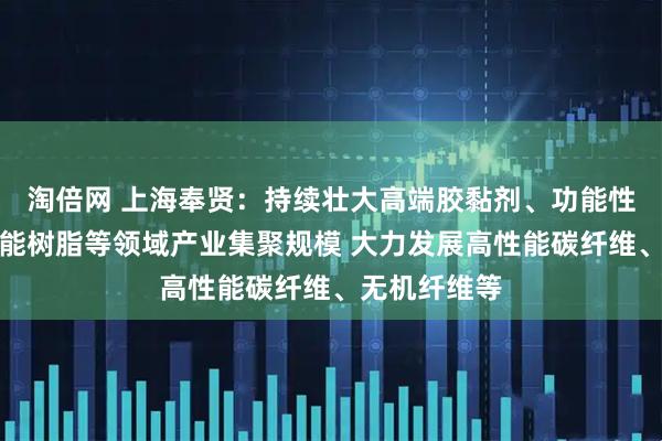 淘倍网 上海奉贤：持续壮大高端胶黏剂、功能性涂料、高性能树脂等领域产业集聚规模 大力发展高性能碳纤维、无机纤维等